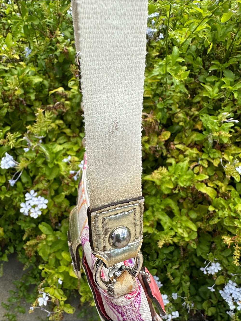 Coach Multicolor Signature C Canvas Shoulder Bag Metallic Trim y2k - Picture 3 of 8